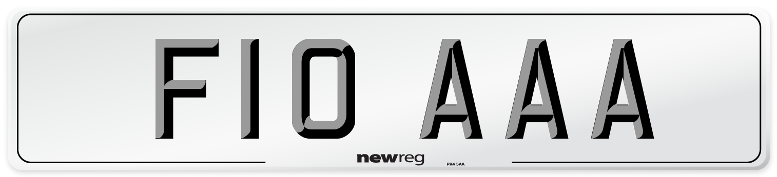 F10 AAA Number Plate from New Reg